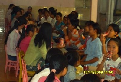 VinhLong Students enjoying Chicken Stew